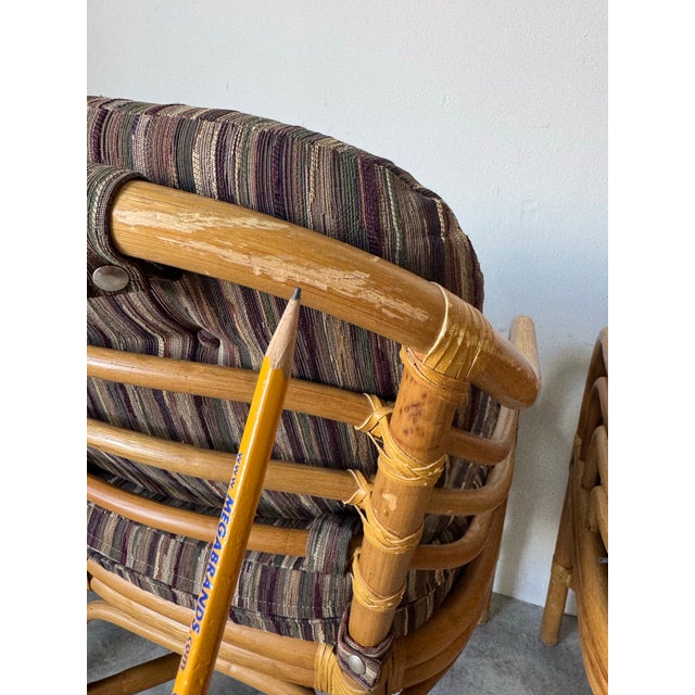 Vintage Brown Jordan Rattan and Leather Dining Chairs – Set of 4 For Sale - Image 11 of 12