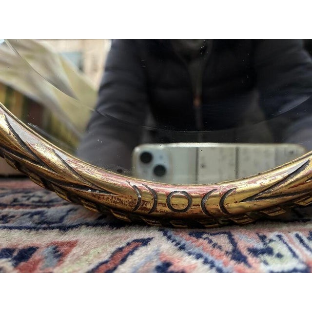 Oval Mirror in Golden Wood For Sale - Image 6 of 7