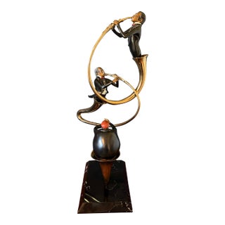 1980s Bronze Sculpture by Paul Wegner Entitled "Swingin Blowing Playin" For Sale