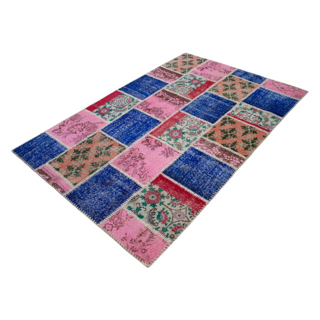 Pink Vibrant Pink & Red Turkish Rug Hand Knotted Handstitched Art - 5'7"x7'10" For Sale - Image 8 of 17