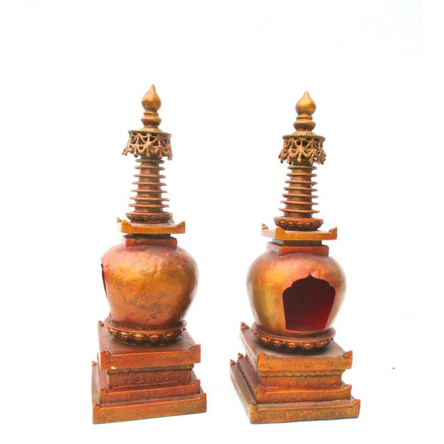 Chinese Antique Sino-Tibetan Stupas - a Pair. For Sale - Image 3 of 7