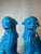 Late 20th Century Pair of Chinese Turquoise Glazed Ceramic Foo Dogs on Pedestals For Sale - Image 4 of 7