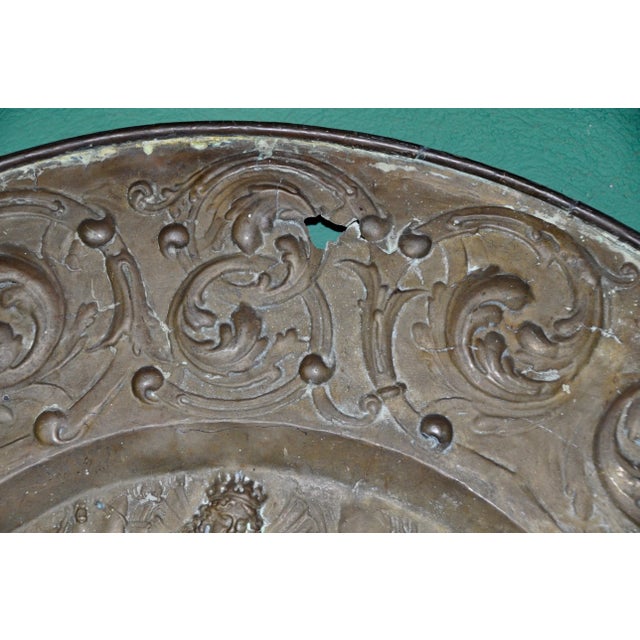 Antique French Embossed Brass Platter For Sale - Image 10 of 12