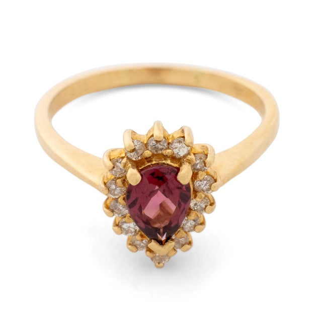 Late 20th Century Rubellite and Diamond 14k Yellow Gold Cocktail Ring For Sale - Image 5 of 9