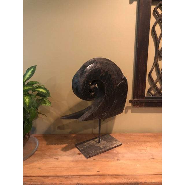 Black Mounted Boat Prow Mid-Century. Architectural Art Element on Stand For Sale - Image 8 of 11
