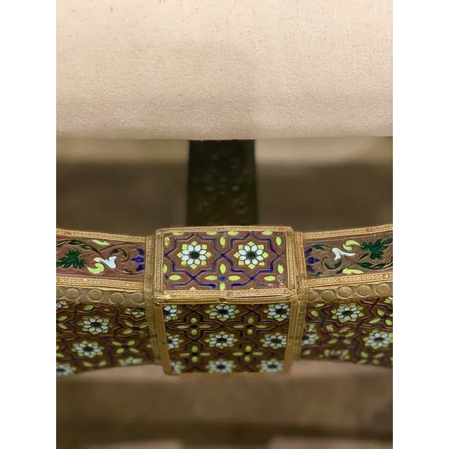 Wood Syrian Enamel Stool For Sale - Image 7 of 12