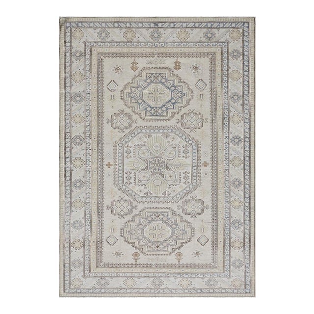 6'x8' Ariana Agra 505 Rug | Royal Blue & Ivory Hand-Knotted Wool For Sale