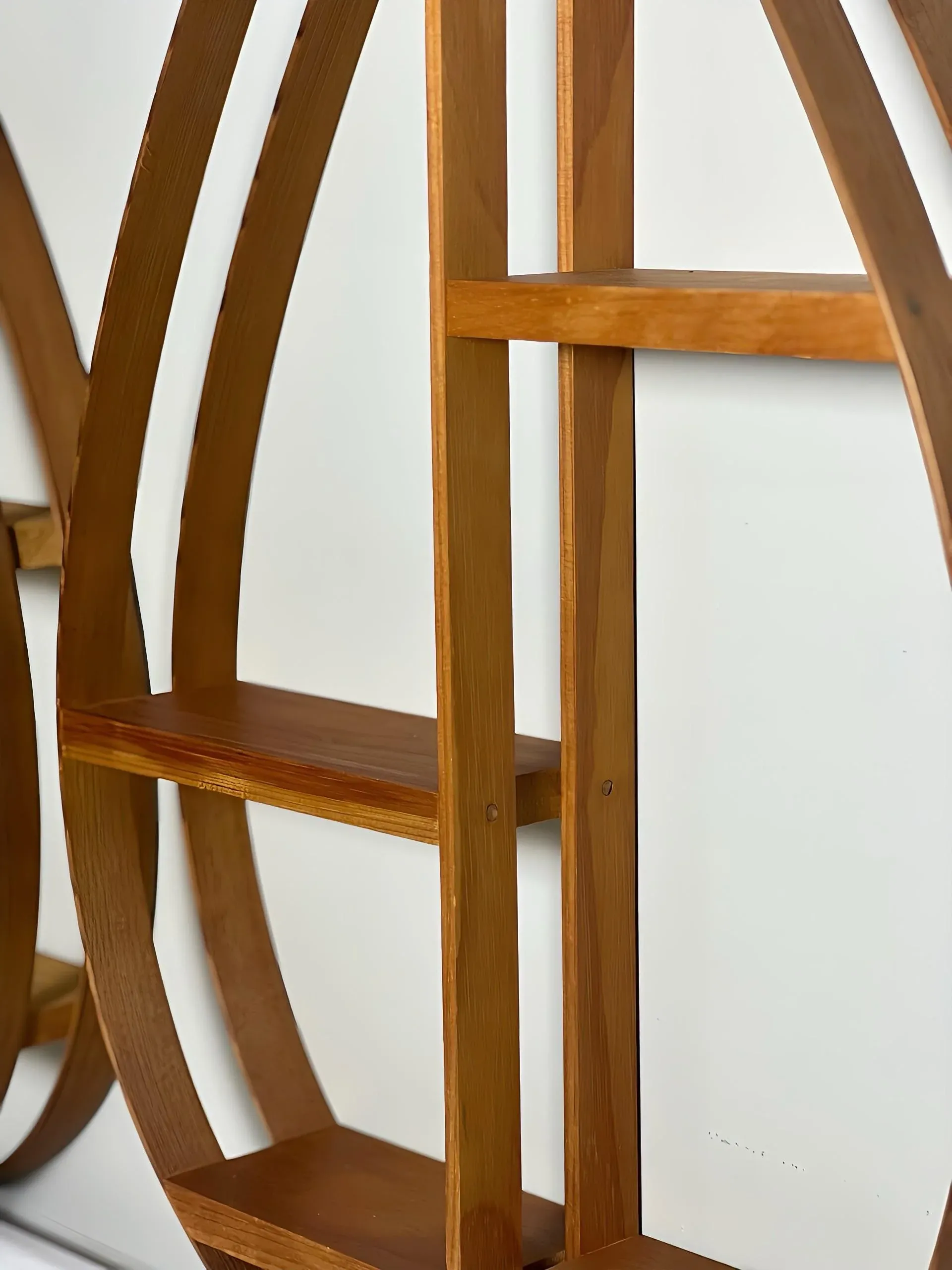 1970s Danish Modern Teardrop Bentwood Wall Shelf Curios, Pair