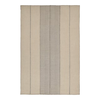 Rug & Kilim’s Contemporary Kilim in Beige & Gray Stripes For Sale