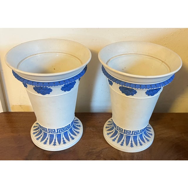 Early 19th Century English Regency Wedgwood Smear Glaze Jasperware Vases or Urns Circa 1820 - A Pair For Sale - Image 5 of 17
