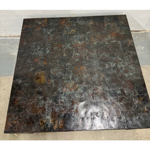 Wood 1980s Brutalist Style Oversized Patchwork Copper Coffee Table by Maitland-Smith For Sale - Image 7 of 12