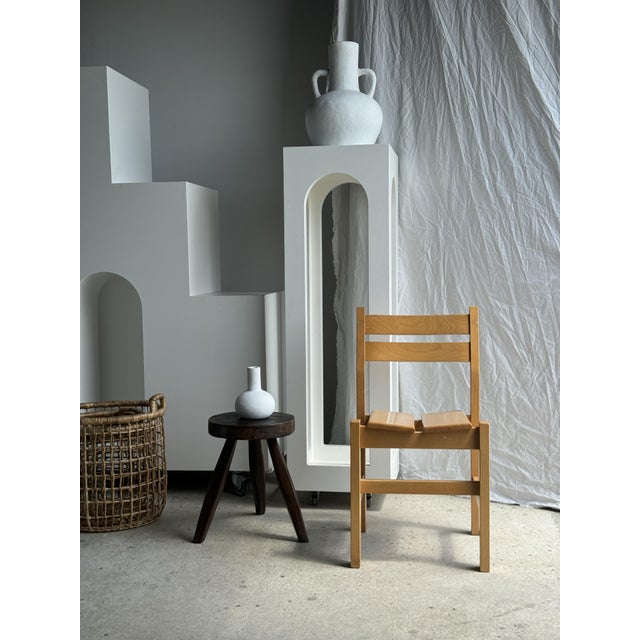 Wood Vintage Brown Pine Chair For Sale - Image 7 of 18