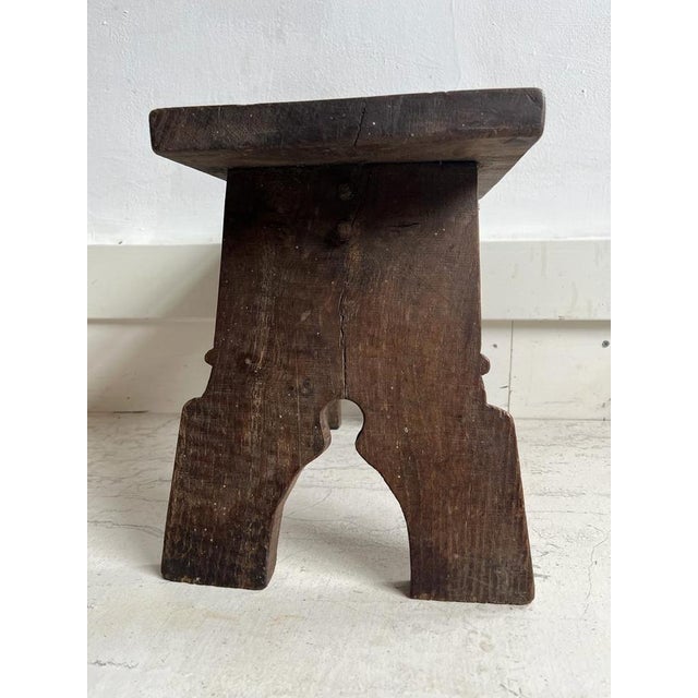Rustic Oak Stool, 1920s For Sale - Image 12 of 17
