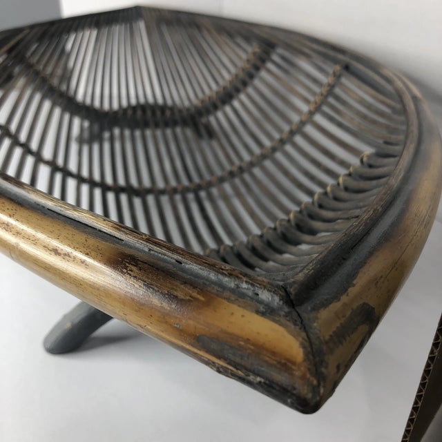Vintage MCM Pencil Reed Rattan Canoe Boat Shaped Basket Centerpiece Bowl For Sale - Image 10 of 10
