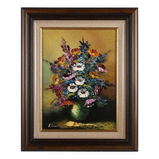 Belgian Artist, Still Life with a Bouquet of Flowers, 1950s, Oil on Canvas, Framed For Sale
