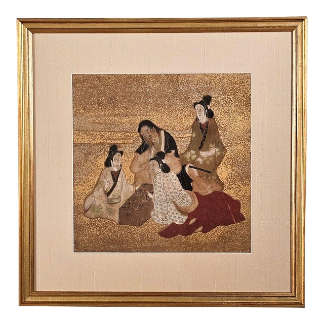 Edo Period Painting of Aristocrats Playing Games, Japan Circa 1820 For Sale