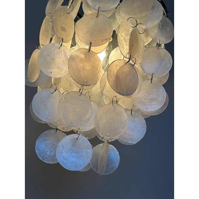 Modern Vintage Capiz Pendant Lamp in Chrome, 2019 For Sale - Image 3 of 5