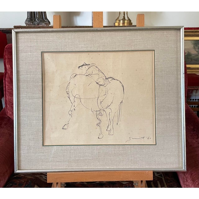 1961 Surrealist Style Abstract Graphite Drawing of a Horse by Walter Quirt, Framed For Sale - Image 9 of 9