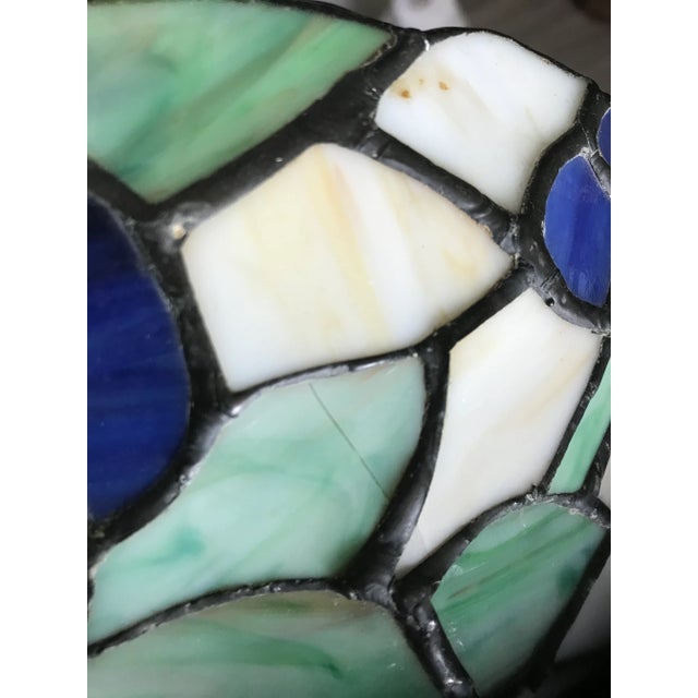 Vintage Floral Multicolor Stained Glass Wall Sconce For Sale - Image 10 of 11