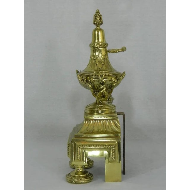 Chenets or Andirons With Urns Motif and Acorn Finials, 19th Century - a Pair For Sale - Image 9 of 11