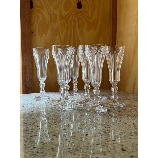 Vintage Crystal Champagne Flutes, France, 1920s, Set of 8 For Sale - Image 8 of 18
