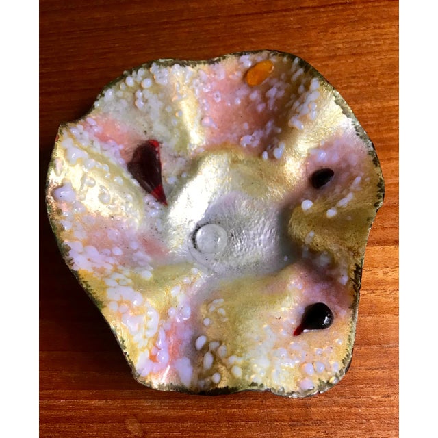 Lush and lyrical, this decorative signed tray is an eye popper. Enamel over copper, with articulated folds, this piece is...