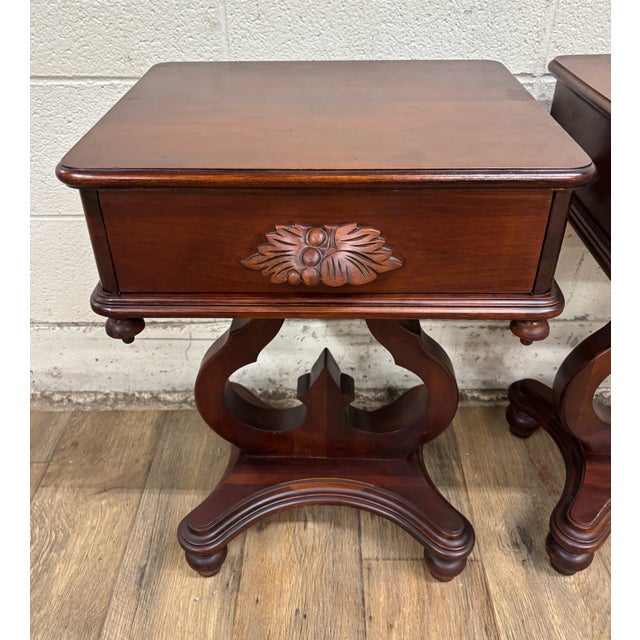 Vintage Lyre Base Nightstands Side Tables End Tables - Pair For Sale - Image 4 of 17