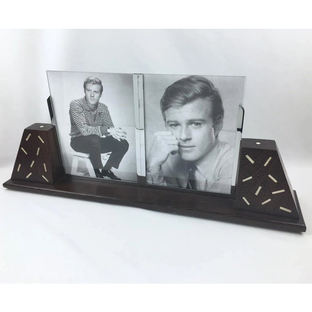 This impressive French Art Deco double view picture photo frame features a thick hand-rubbed wood plinth complimented with...