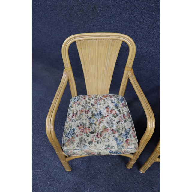 Mid 20th Century MCM Style Fan Back Bamboo & Rattan Armchairs – Set of 4 For Sale - Image 5 of 18