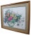 Vintage chinoiserie watercolor painting showing a variety of flowers on a plain white background, faux bamboo frame....