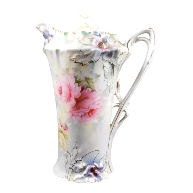 Late 18th Century Reinhold Schlegelmilch Rs Prussia Chocolate Pot With Repaired Lid For Sale