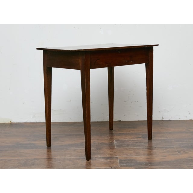 19th Century English Oak Table with Chippendale Brass Pull and Tapered Leg For Sale - Image 11 of 12