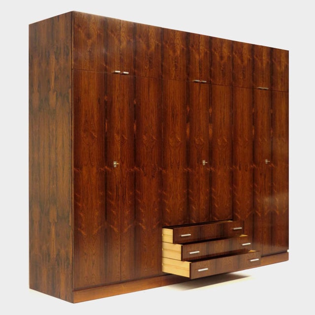 Wood Large Vintage Wardrobe with Drawers in Rosewood, 1960s For Sale - Image 7 of 12