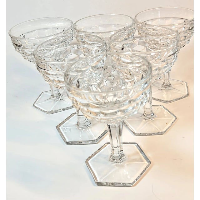 Mid-Century Modern Icy Honeycomb Champagne Coupes- Set of Six For Sale - Image 3 of 10