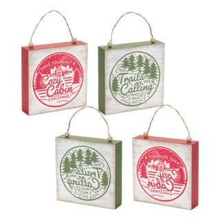 Winter Cabin and Trails Sentiment Sign (Set of 4) For Sale