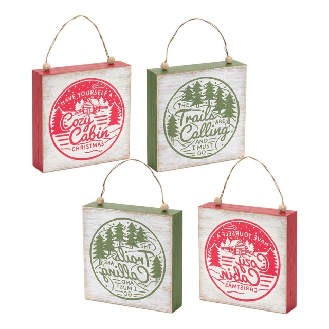 Winter Cabin and Trails Sentiment Sign (Set of 4) For Sale