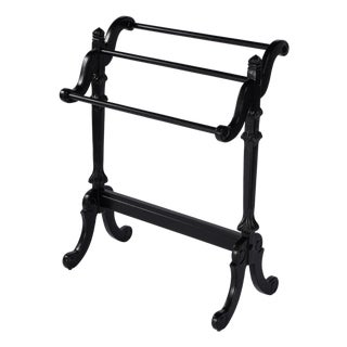 Newhouse 29.25 in. W Rectangular Wood 3 Rail Traditional Blanket Stand, Black Licorice For Sale