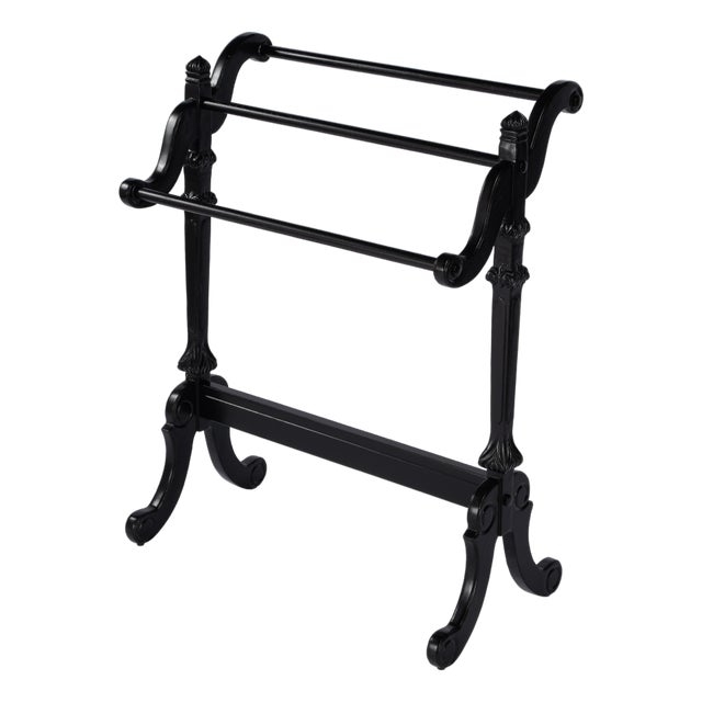 Newhouse 29.25 in. W Rectangular Wood 3 Rail Traditional Blanket Stand, Black Licorice For Sale