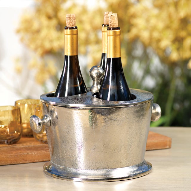 Kenneth Ludwig Chicago Raw Aluminum Three Bottle Wine Holder