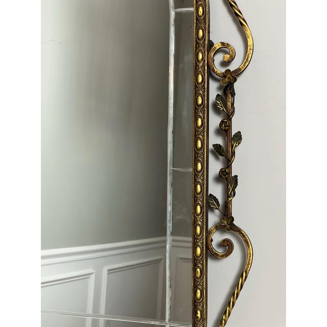 1920s Oscar Bach Gilded Iron Console and Beveled Mirror Set With Black Marble Top, Attributed For Sale - Image 13 of 18
