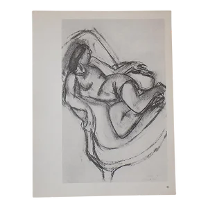 Vintage Signed 20th Century Henri Matisse Abstract Seated Female Lithograph