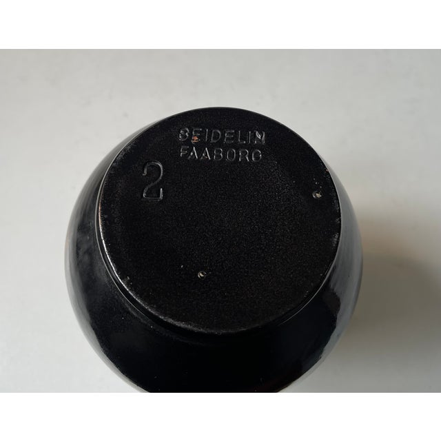 1930s Art Deco Black Ceramic Vase in Lustre Glaze from Sedelin Faaborg, 1930s For Sale - Image 5 of 7