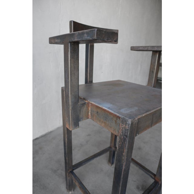 Set of 4 Custom Architectural Industrial Steel Barstools For Sale - Image 12 of 12