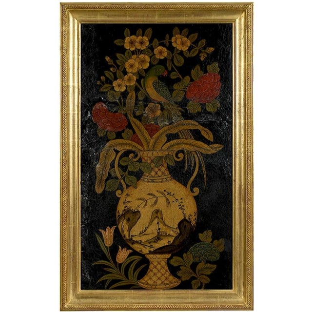 Chinoiserie 18th Century Flemish Painted Leather Panels - Set of 2 For Sale - Image 3 of 11