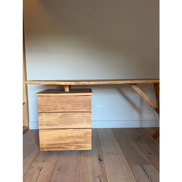 Brown Vintage Oak Live Edge Desk, 2010s For Sale - Image 8 of 12