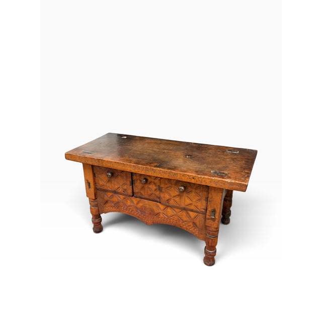Wood Antique 18c British Colonial Rustic Side Table For Sale - Image 7 of 9