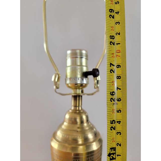 Metal Vintage Hand Painted Brass Side Table Lamp From India For Sale - Image 7 of 16