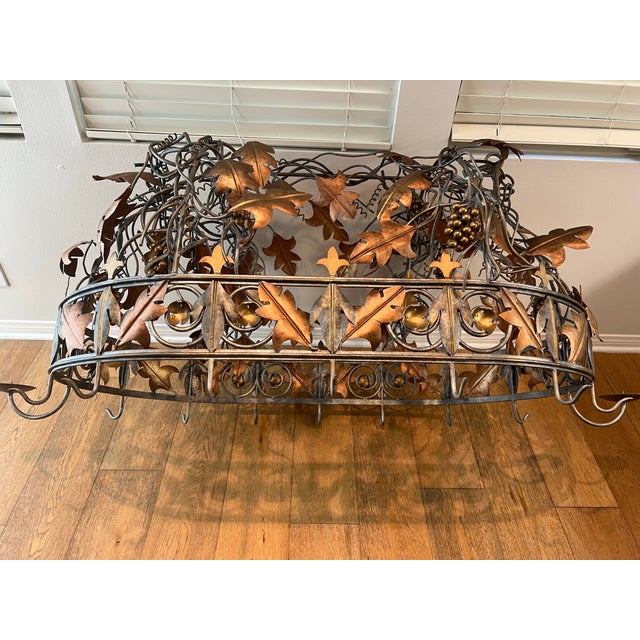 Pot Rack, Vintage Unique Custom Made, Pewter, Brass & Brushed Brass, Copper Pots Included $3,800 For Sale - Image 10 of 11
