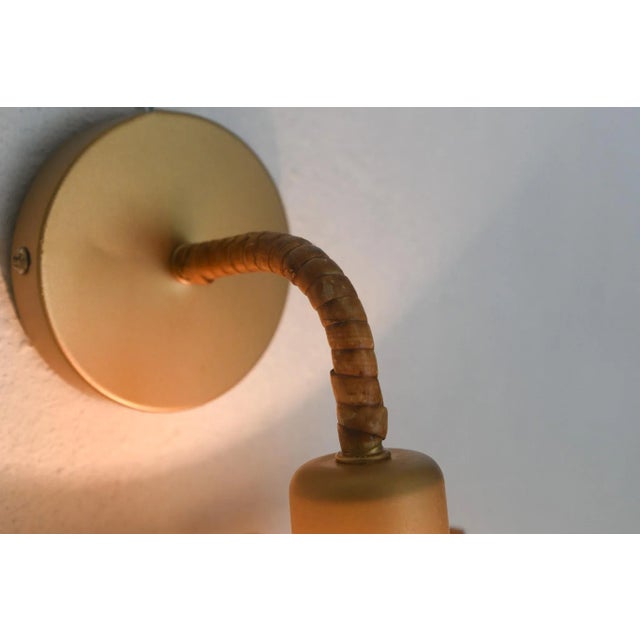 Pencil Reed Rattan Wall Sconce Lamp For Sale - Image 4 of 9