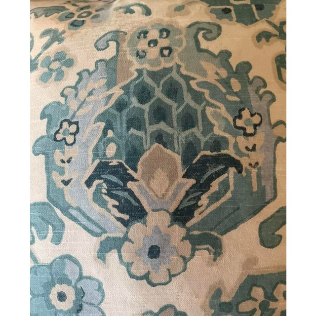 2020s Pair of Kravet Linen Down and Feather Pillows Called Saoukrug Color Aqua Marine For Sale - Image 5 of 6